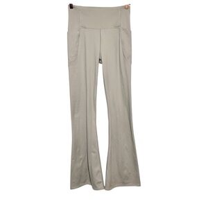 Freely Haven Luxe Sage Green High Rise Pocket Flare Leggings Yoga Pants Medium